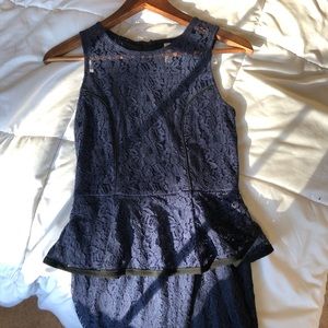 Navy Lace Peplum Dress
